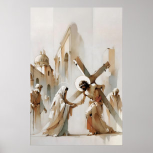 Kreuzweg Jesus begegnet seiner Mutter Poster