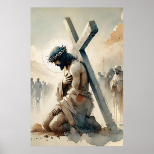 Kreuzweg Jesus fällt zum ersten Mal Poster