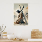 Kreuzweg Jesus fällt zum ersten Mal Poster (Küche)