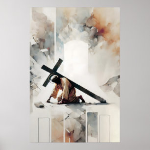 Kreuzweg Jesus fällt zum zweiten Mal Poster