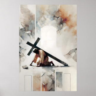 Kreuzweg Jesus fällt zum zweiten Mal Poster