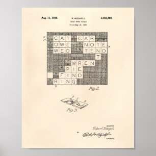 Kreuzworträtsel 1936 Patent Kunst Altes Papier Poster