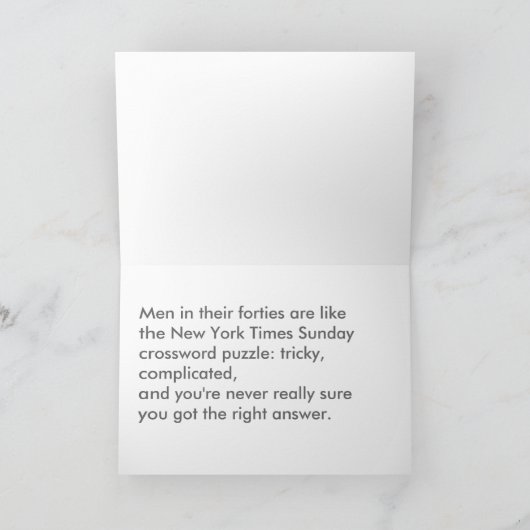 Kreuzworträtsel für Männer zum vierzigsten Geburts Karte (Innenseite)