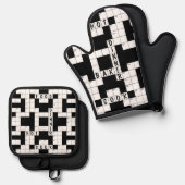 Kreuzworträtsel Ofenhandschuh & Topflappen-Set (Vorderseite/Rückseite)
