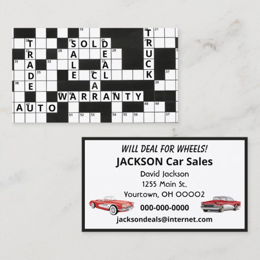 Kreuzworträtsel Puzzle Car Deposité Visitenkarte (Vorne/Hinten)