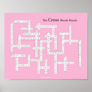 Kreuzworträtsel Puzzle Grumpy Spaß Pink Poster