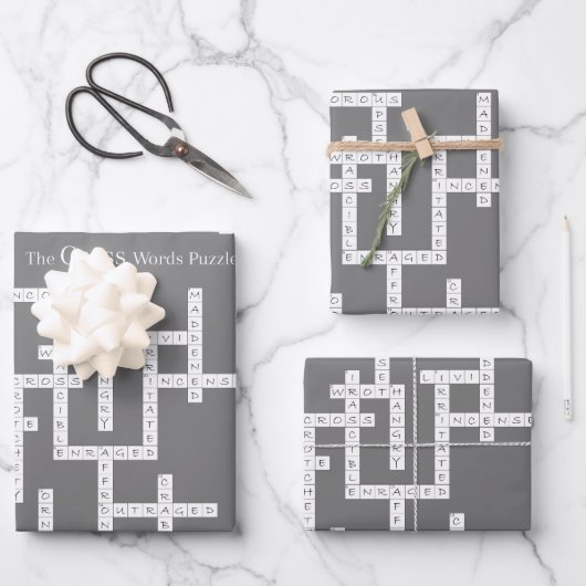 Kreuzworträtsel Puzzle Semantics Spaß grau Geschenkpapier Set (Vorderseite)