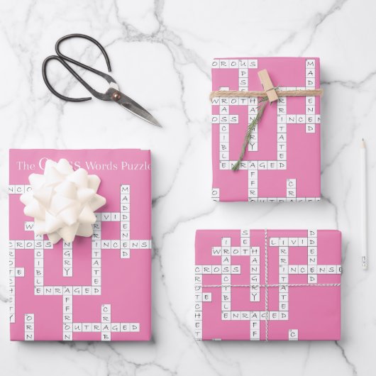 Kreuzworträtsel Puzzle Semantics Spaß Rosa Geschenkpapier Set (Vorderseite)