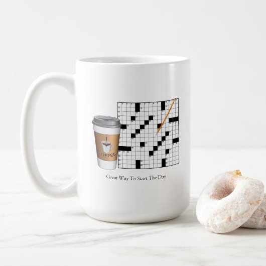 Kreuzworträtsel-Tasse Kaffeetasse (Mit Donut)