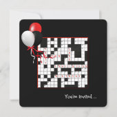 Kreuzworträtsel und Ballons Geburtstagsparty Einladung (Vorderseite)