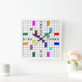 Kreuzwortschloss mit herunterladbarem Puzzle (Farb Quadratische Wanduhr (Zuhause)