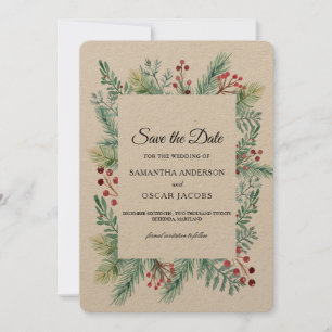 Krfat Winter Leaf Rahmen Greenerie Save the Date