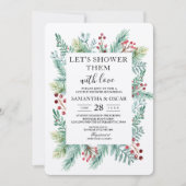 Krfat Winter Leaf Rahmen Grüne Einladung (Vorderseite)