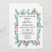 Krfat Winter Leaf Rahmen Grüne Einladung (Vorne/Hinten)