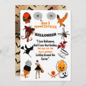 Kribbele Spooktacular Symbole Halloween-Quotenkart Einladung (Vorne/Hinten)
