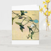 Kricket auf einer Rebe-Japaner Woodblock Kunst Karte (Gelbe Blume)