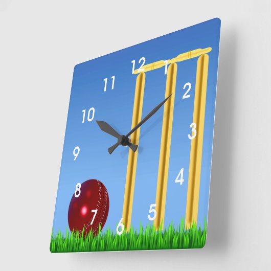 Kricket, Ball und Weide Quadratische Wanduhr (Winkel)
