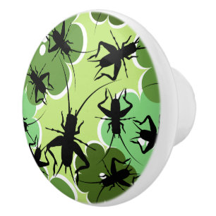 Kricket-Blumenmuster-Grün + Schwarzes Keramikknauf