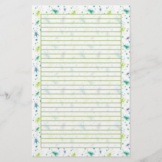 Kricket Bugs Aquarellinsekten mit grüner Linde Briefpapier (Vorderseite)