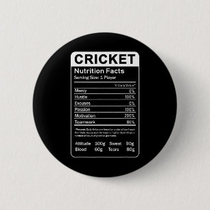 Kricket-Ernährungsfakten Sarkastischer Spieler Button