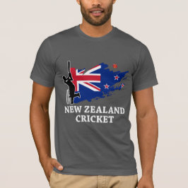 Kricket-Neuseeland-Flaggen-Schwarz-Kappen T-Shirt