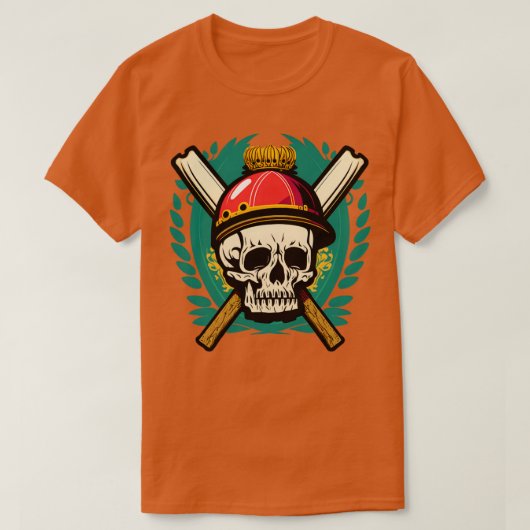 Kricket Player Skull Helmet Bat (1) T-Shirt (Design vorne)