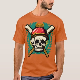 Kricket Player Skull Helmet Bat (1) T-Shirt