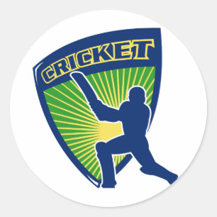 Kricket trägt Schlagmannschlagenschild zur Schau Runder Aufkleber