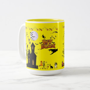 Kriechende Geister des Oktobergelb Zweifarbige Tasse