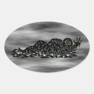 Kriechender Schleim-Hulk-Seltsame-Horror-Kunst Ovaler Aufkleber