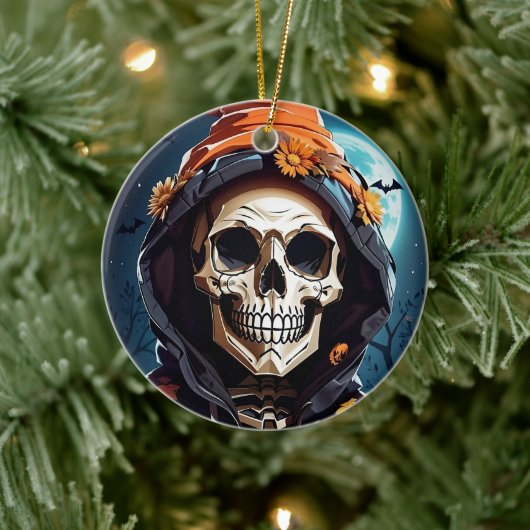 Kriechendes SchädelHalloween Keramik Ornament (Baum)