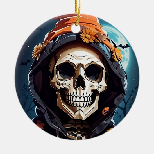 Kriechendes SchädelHalloween Keramik Ornament (Vorne)