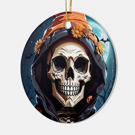 Kriechendes SchädelHalloween Keramik Ornament (Links)