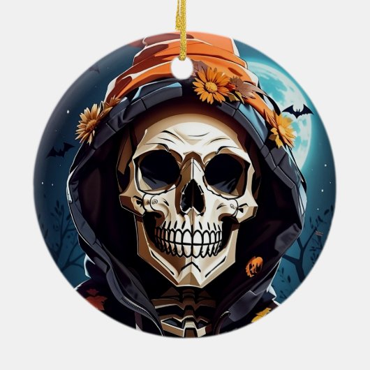 Kriechendes SchädelHalloween Keramik Ornament (Hinten)