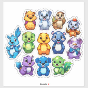 Kriechendes Set von Aufklebern von Cartoon Aufkleber