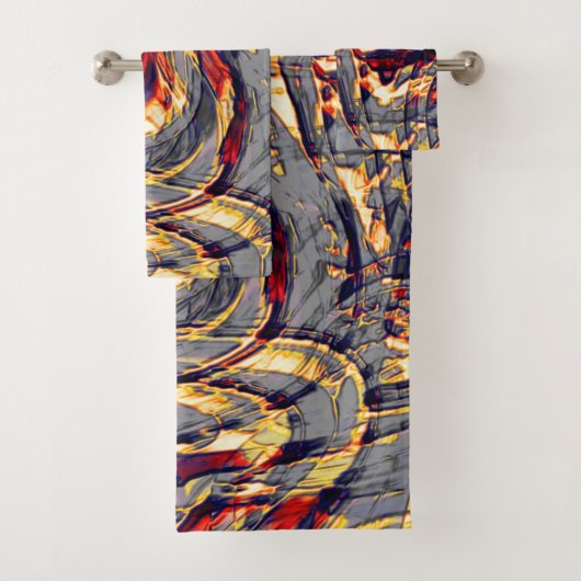 Krieg der Orangenbänder gegen Rot, über Graufonds Badhandtuch Set (Insitu)