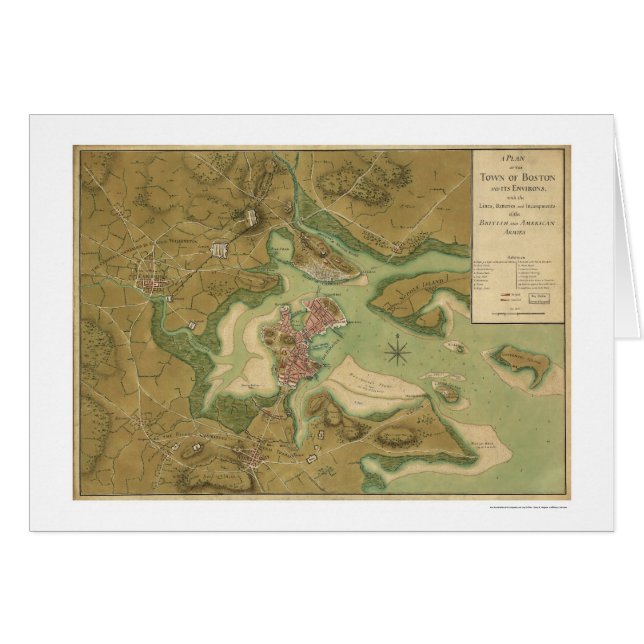 Krieg in Boston-Karte - 1776 (Vorderseite (Horizontal))