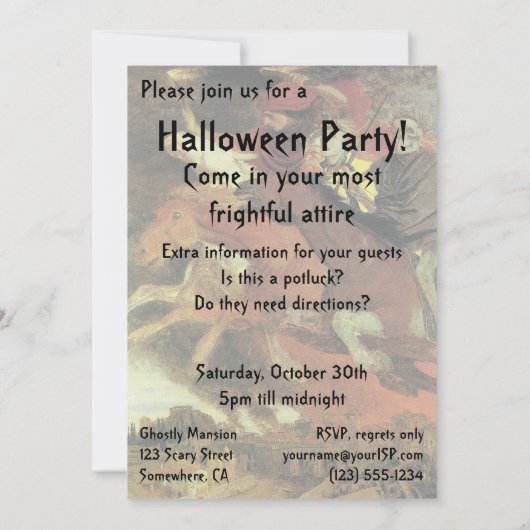 Krieg von Arnold Bocklin Beängstigend, gruseliges Einladung (Rückseite)