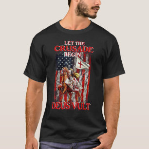 Krieger Amerikas Flagge Kreuzfahrer Ritter Templa T-Shirt