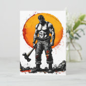 Krieger barbarische mittelalterliche Fantasie Humm Einladung (Stehend Vorderseite)