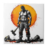 Krieger barbarische mittelalterliche Fantasie Humm Fliese (Vorderseite)