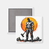 Krieger barbarische mittelalterliche Fantasie Humm Magnet (Vorderseite/Rückseite)