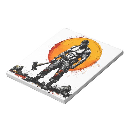 Krieger barbarische mittelalterliche Fantasie Humm Notizblock (Rotiert)