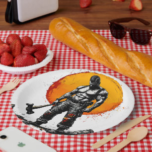 Krieger barbarische mittelalterliche Fantasie Humm Pappteller