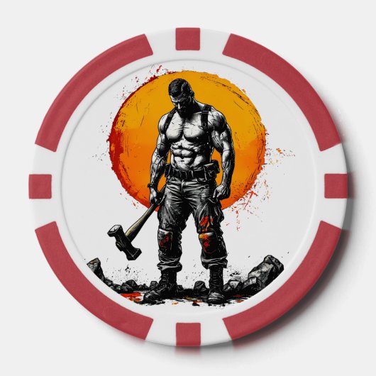 Krieger barbarische mittelalterliche Fantasie Humm Pokerchips (Vorderseite)
