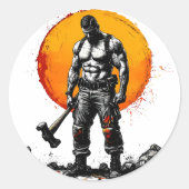 Krieger barbarische mittelalterliche Fantasie Humm Runder Aufkleber (Vorderseite)