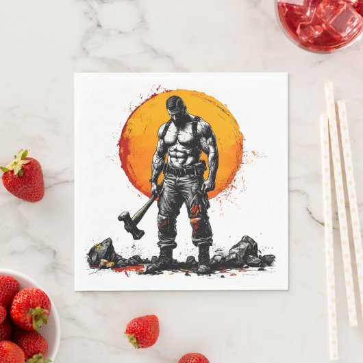 Krieger barbarische mittelalterliche Fantasie Humm Serviette (Beispiel)