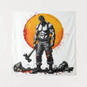 Krieger barbarische mittelalterliche Fantasie Humm Wandteppich (Vorderseite)