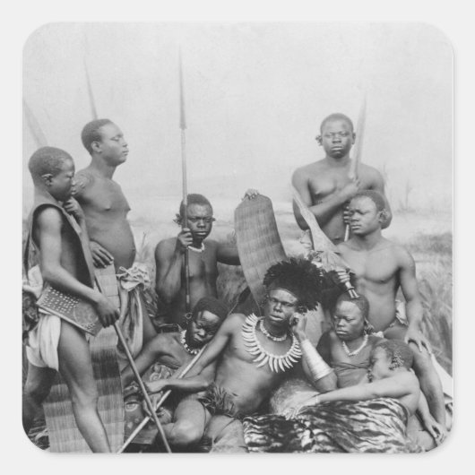 Krieger, Belgischer Kongo, 1894 Quadratischer Aufkleber (Vorderseite)