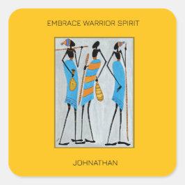 Krieger der Inspiration, afrikanische Kunst Quadratischer Aufkleber